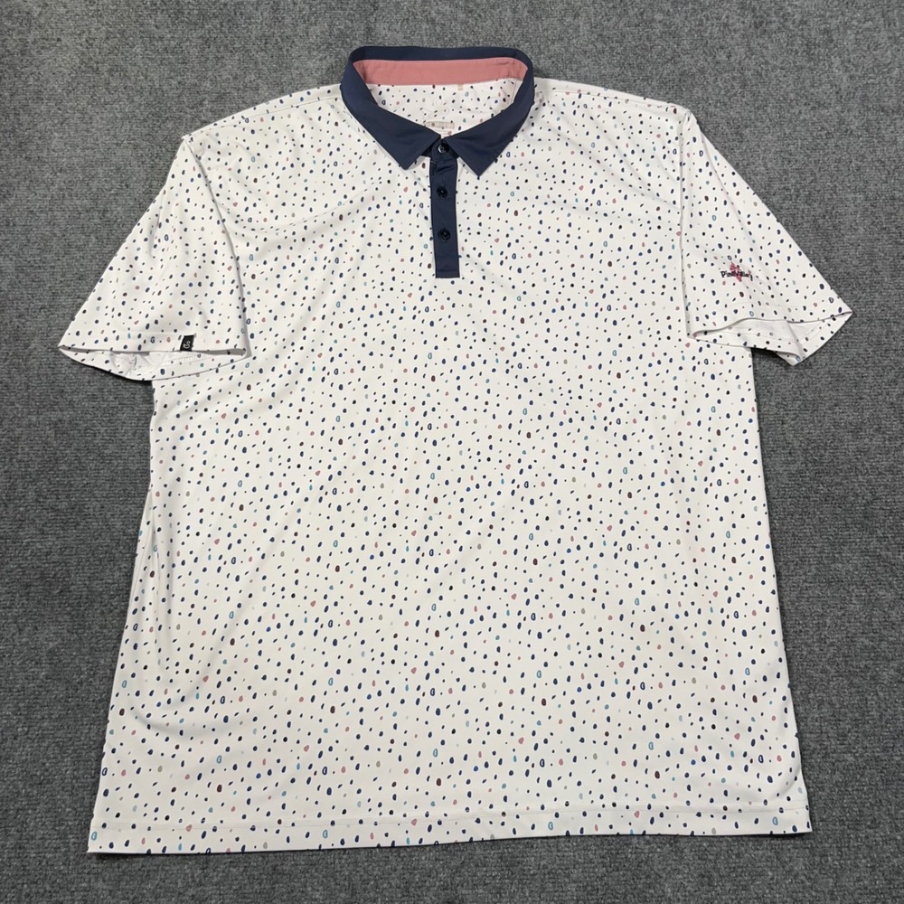 Swannies Pine Valley Golf Polo Shirt Mens 2XL Comfetti AOP Performance White